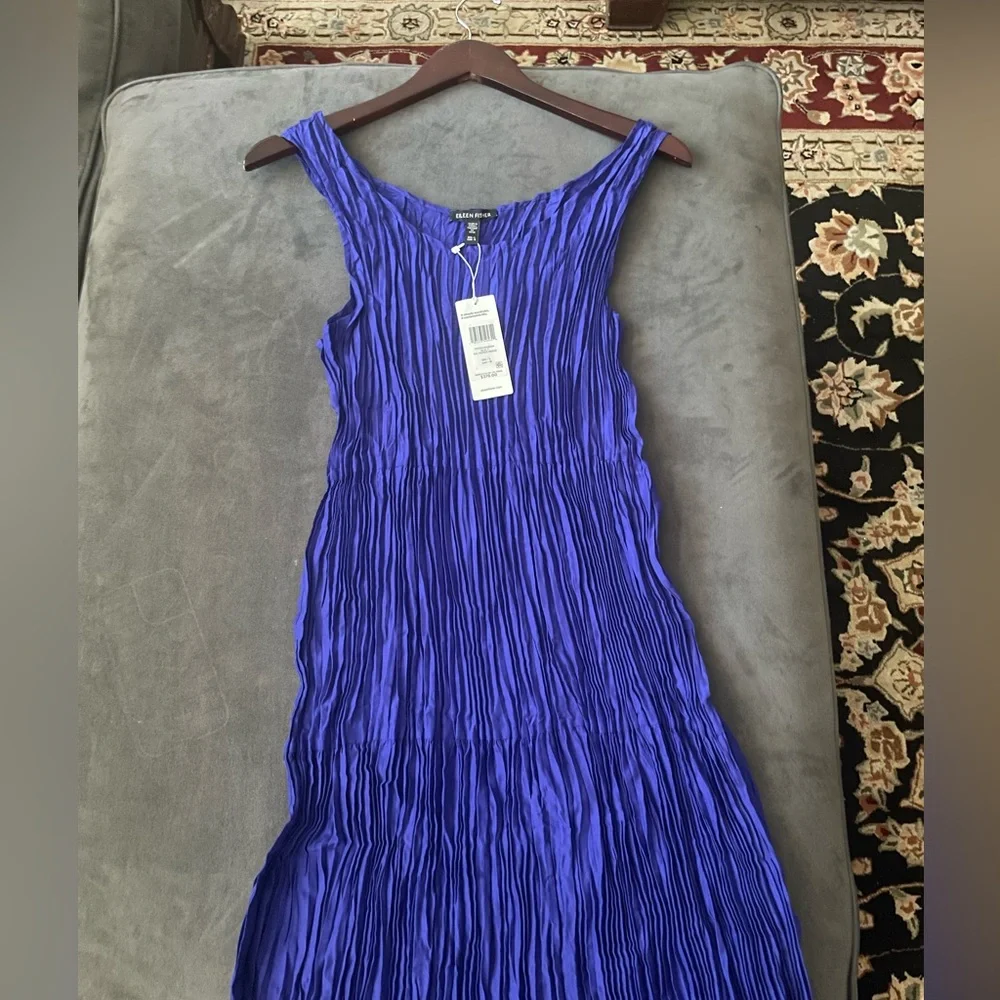 Eileen Fisher Women Sleeveless Tiered Silk dress NWT Large - Picture 3 of 7